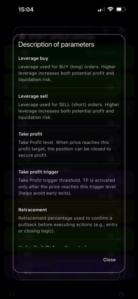 trading parameters explanations