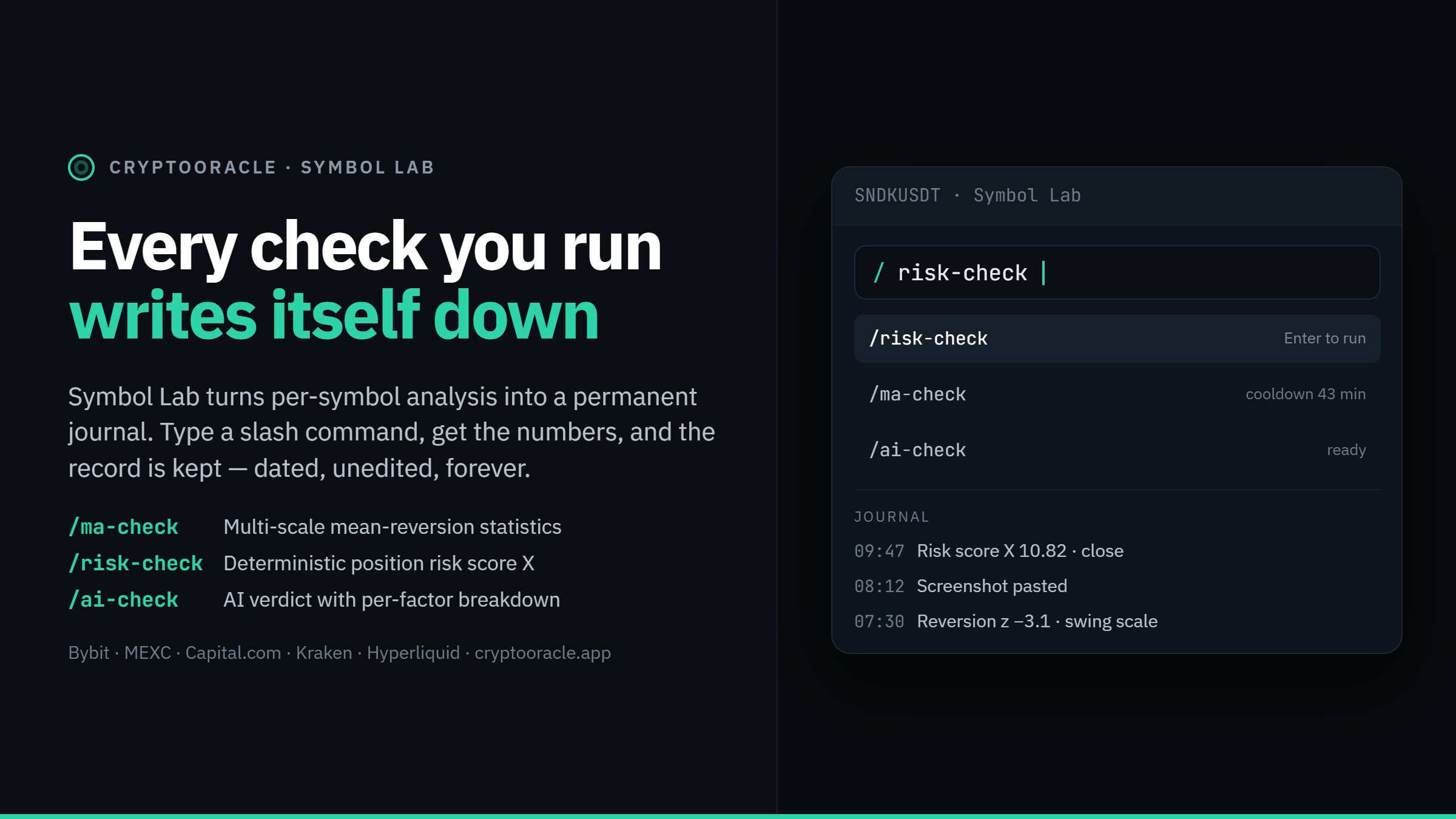 CryptoOracle turns every market check into a trading journal that writes itself